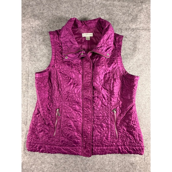 Christopher & Banks Jackets & Blazers - Christopher & Banks Womens Quilted Vest Magenta  Size Large Zip Front Pockets‎